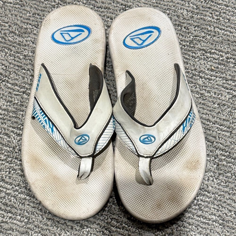 Reef White and Blue Flops with Blue Accents